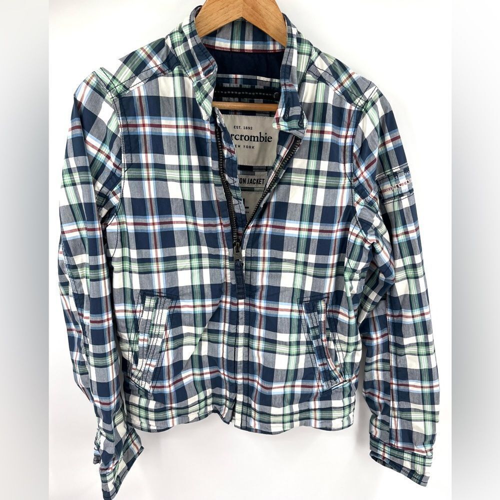 Abercrombie & Fitch Y2K kids Hamilton plaid full zip jacket preppy size XL